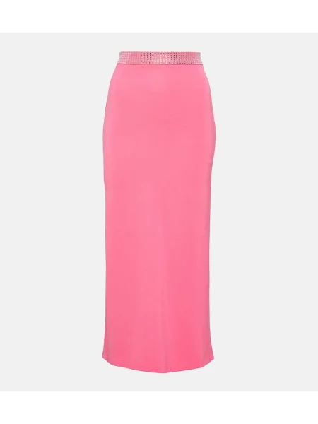 Spódnica midi David Koma z kryształkami do kolan różowa