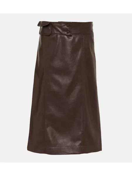 Fustă din piele Aya Muse până la genunchi roșu