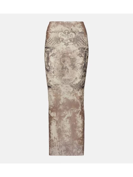 Spódnica midi Jean Paul Gaultier z nadrukiem z siateczką do kolan