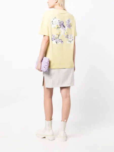 Gėlėtas raštuotas trumpas marškinėliai Off-white balta