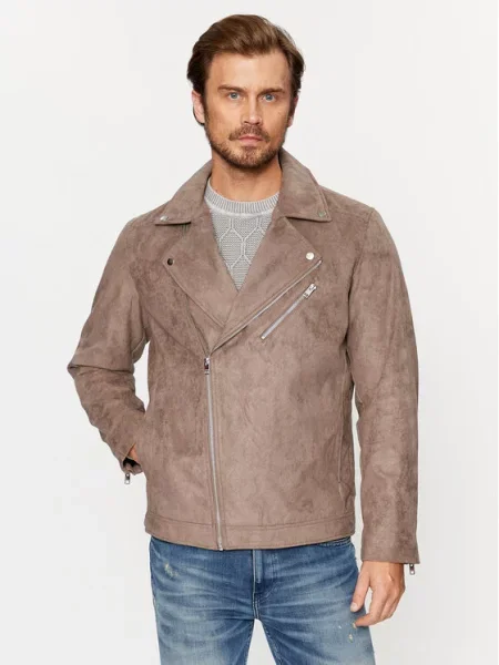 Jack&Jones Μπουφάν από απομίμηση δέρματος καφέ