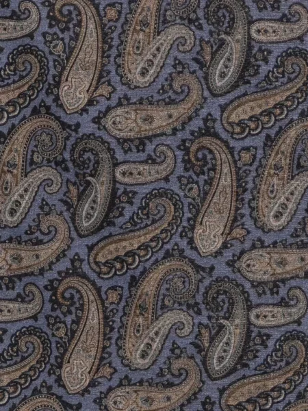 Κασκόλ Kiton με κρόσσια paisley μπλε