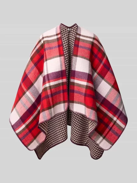 Krój regular fit ponczo z wypustkami Pieces czerwone