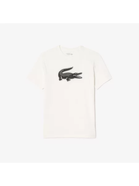 Lacoste Koszulka Sport Z Nadrukiem 3D Krokodyla Oddychająca biała