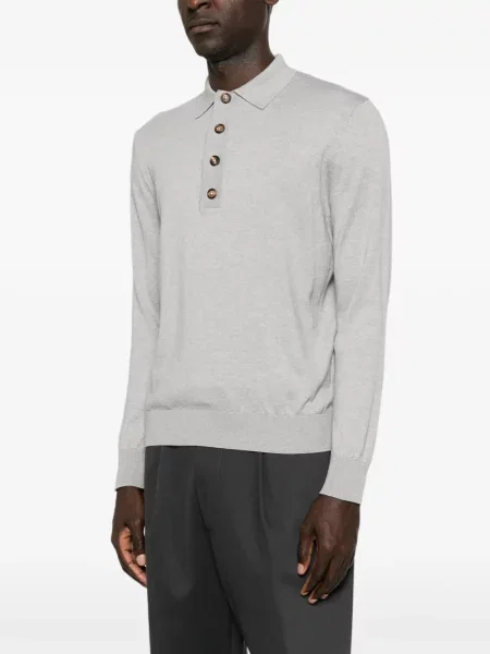 Lung tricou polo Eleventy gri