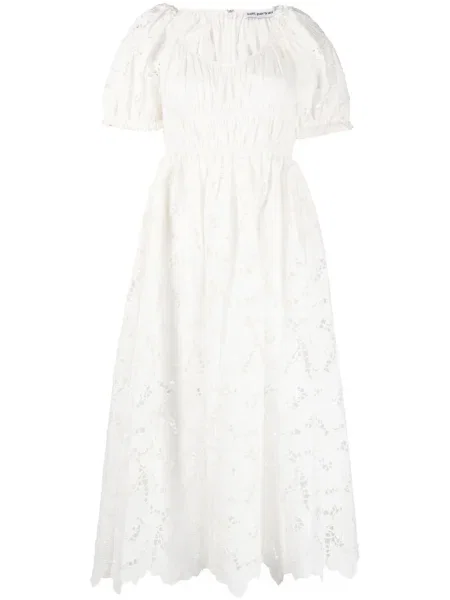 Rochie midi Self-portrait din dantelă până la genunchi de costum alb