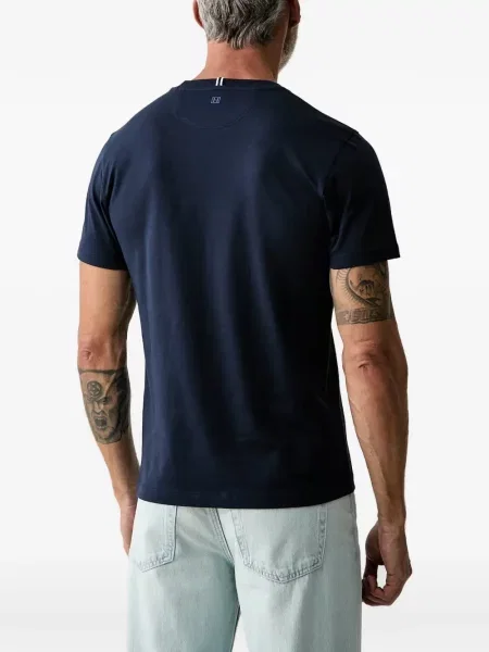 Тениска Hackett London с принт с кръгло деколте синьо