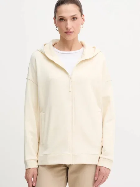 United Colors of Benetton bluza z kapturem gładka beżowy