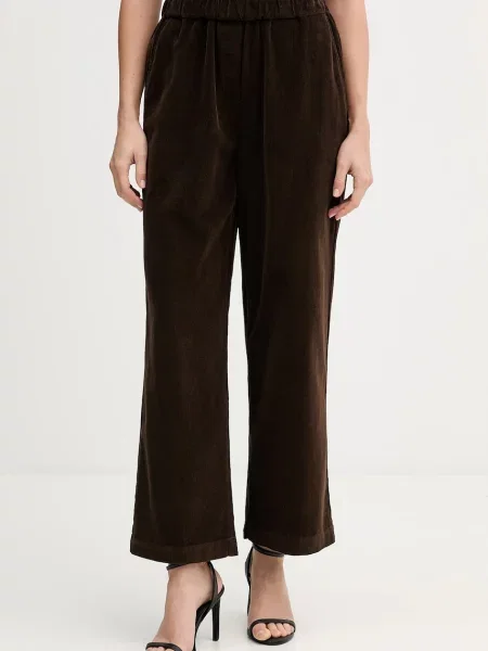 Штани United Colors of Benetton широкі висока посадка коричневий