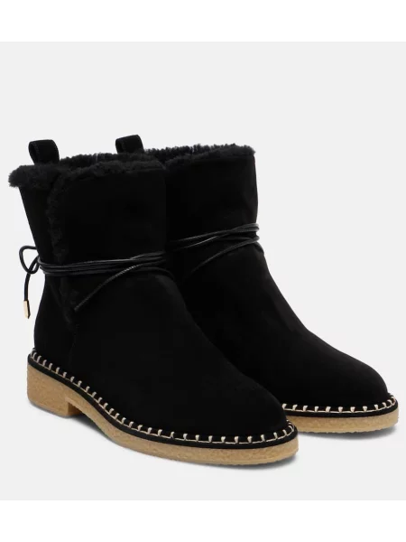 Čevlji do gležnjev Aquazzura iz semiša črna