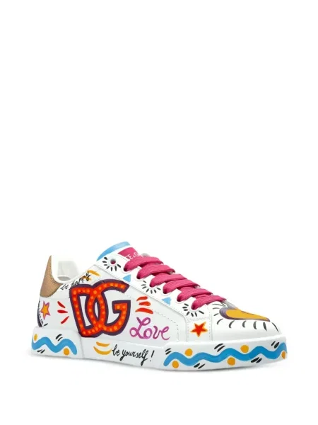 Bőr sneaker Dolce & Gabbana nyomtatás fehér