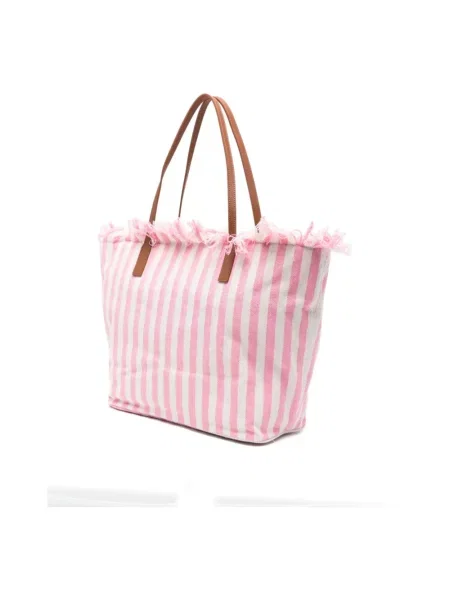 Shopperka Mc2 Saint Barth z frędzli różowa