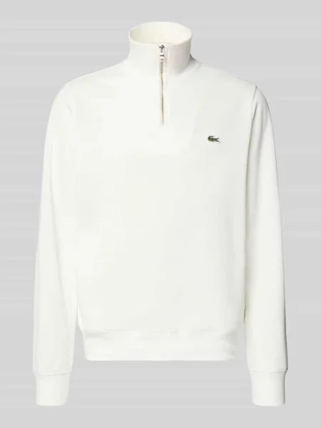 Bluza Lacoste z kołnierzem z logo biała