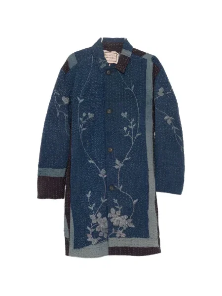 Palton By Walid de mătase albastru