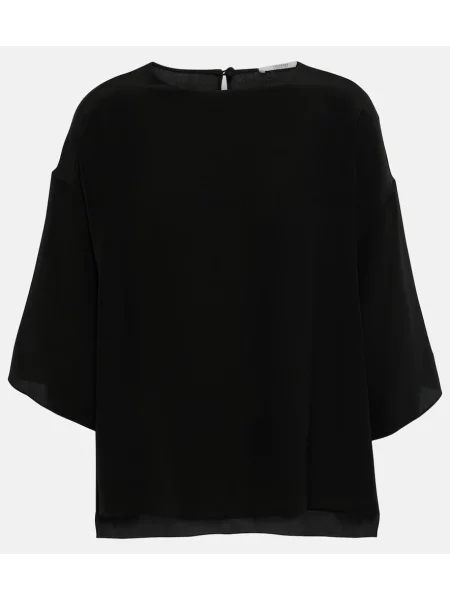 Jedwabny top Fforme czarny
