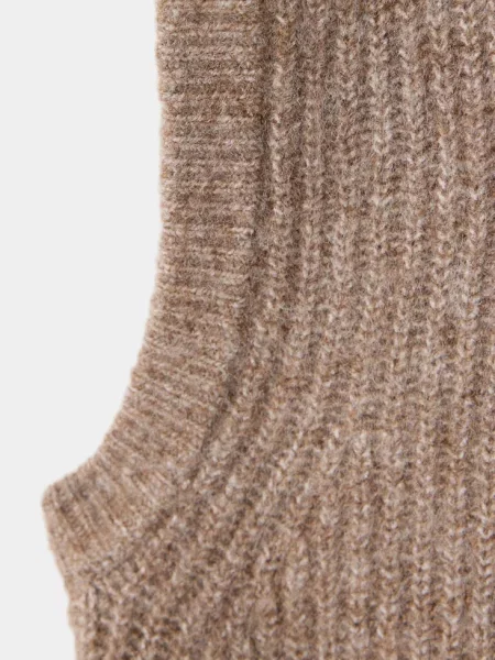 Sweter z dzianiny z falbankami średni Dzieci lata MANGO KIDS brązowy
