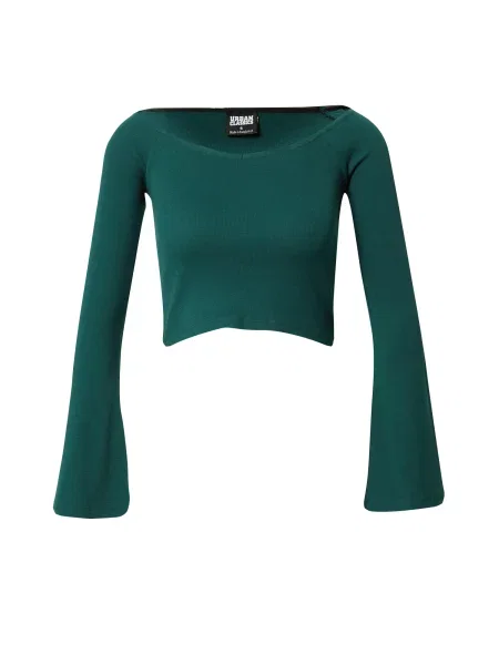 Tricou Urban Classics scurt cu decolteu în V verde