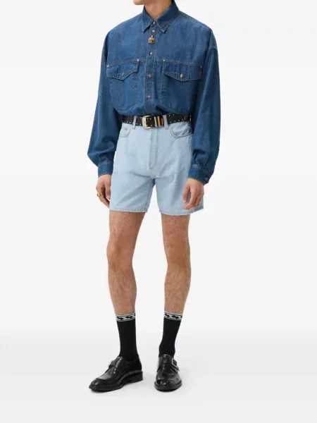 Pantaloni scurți din denim Versace albastru