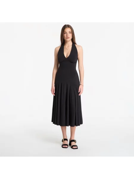 Šaty Michael Kors Stretch Matte Jersey Halter Midi Dress Black S černé