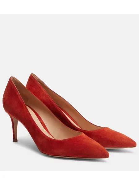 Pantofi cu toc Gianvito Rossi din piele de căprioară portocaliu