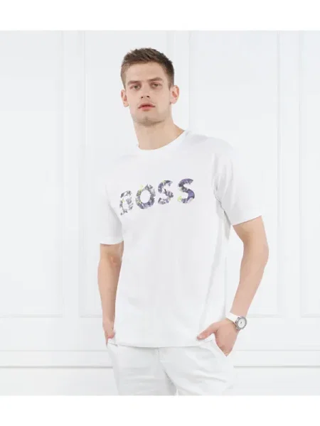 BOSS GREEN Tricou LOTUS | Relaxed fit alb