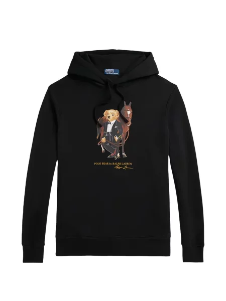 Hanorac cu glugă Polo Ralph Lauren cu imagine negru