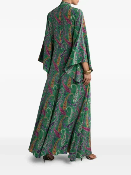 Rochie maxi Etro de mătase cu model floral de costum verde