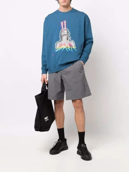 Raštuotas džemperis Marcelo Burlon County Of Milan mėlyna
