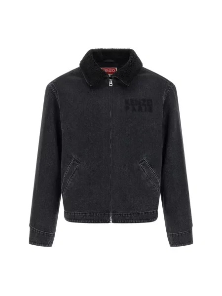 Kenzo kurtka jeansowa Happy Tiger Utility Fleece przejściowa czarny