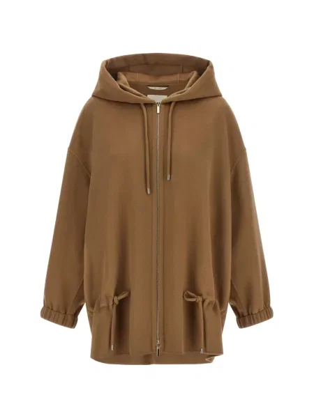 Palton Max Mara cu glugă cu cordon maro