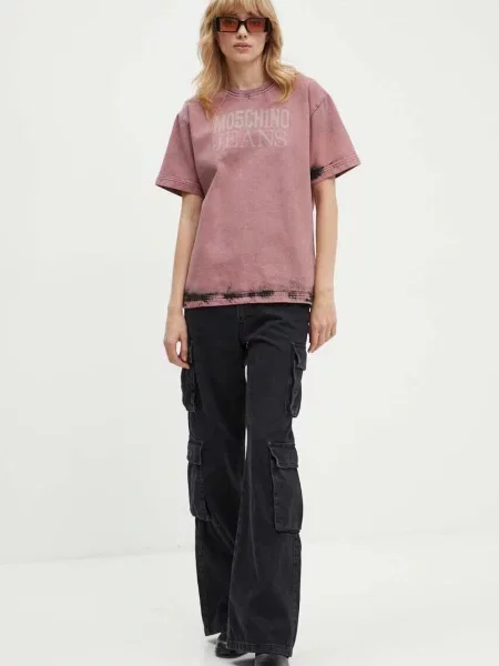 Футболка Moschino Jeans розовая
