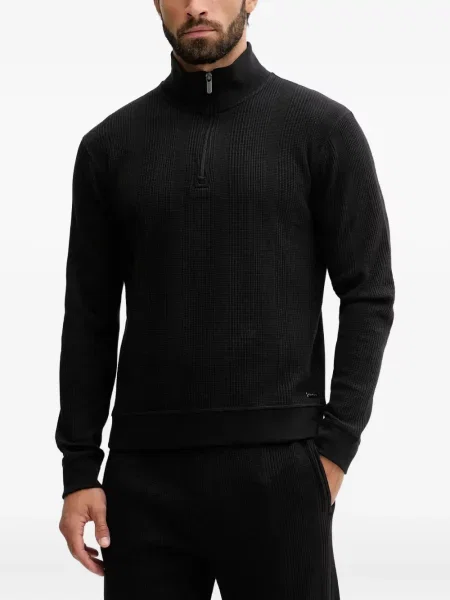 Pulover Boss de jumătate de fermoar negru