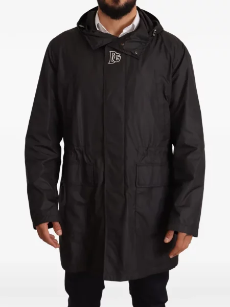 Geacă parka Dolce & Gabbana cu glugă cu autograf negru