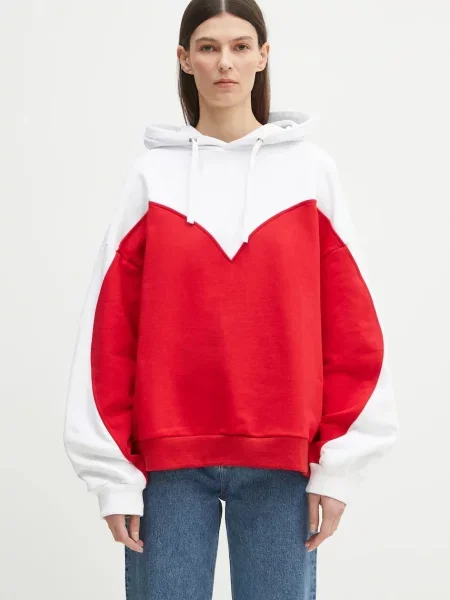 Fiorucci Bombažen pulover Heart Relaxed Fit bela