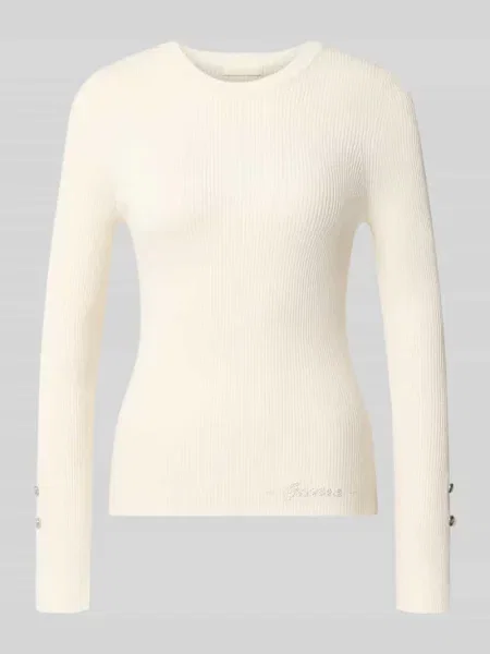 Bluzka z długim rękawem o kroju slim fit z mieszanki model Ellie' Guess beżowa