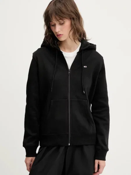 Tommy Jeans hanorac cu pentru femei cu negru