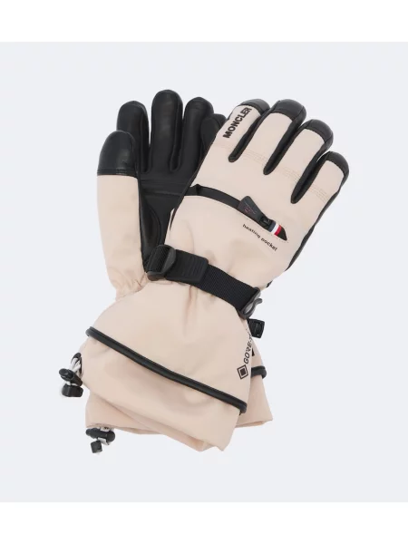 Rukavice Moncler Grenoble s autogramom béžová