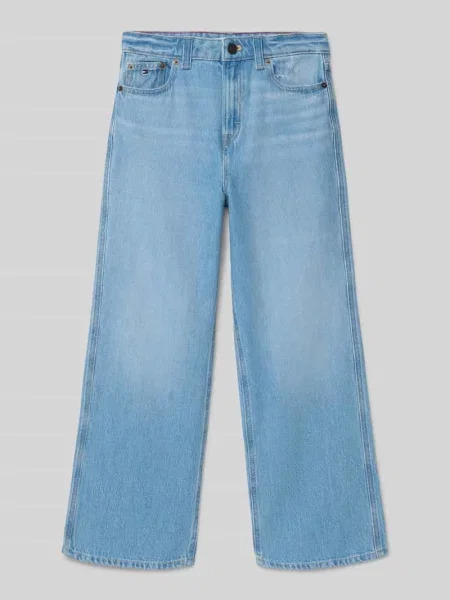 Jeansy z szerokimi nogawkami z czystej bawełny Tommy Hilfiger Teens niebieskie