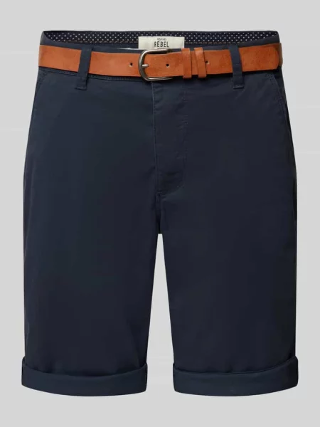 Szorty chinosy o kroju regular fit z paskiem model ‘MIKE’ Redefined Rebel