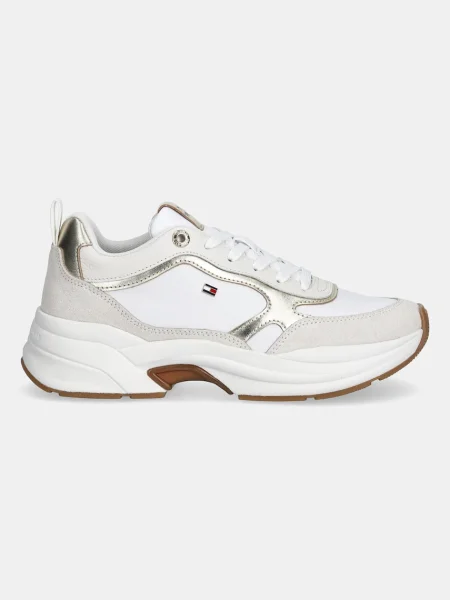 Tommy Hilfiger Usnjene superge TH CHUNKY RUNNER METALLIC bela