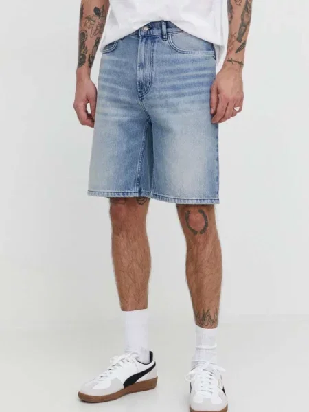 HUGO De blugi pantaloni scurți albastru