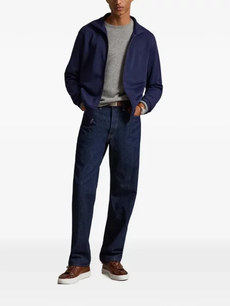 Hímzett csíkos galléros pólóing Polo Ralph Lauren kék