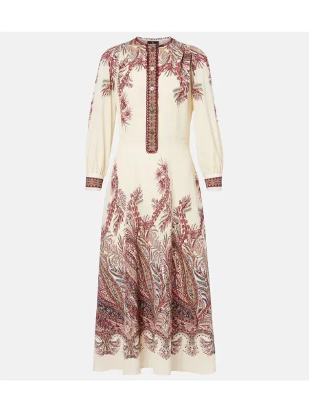 Sukienka koszulowa Etro z wzorem paisley garniturowa biała