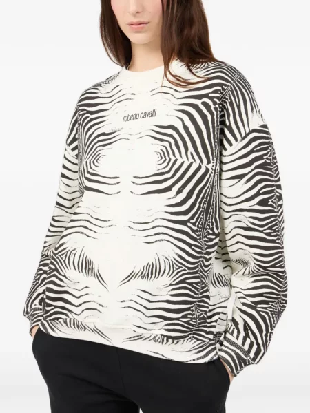 Pulover Roberto Cavalli cu imagine cu model zebră alb