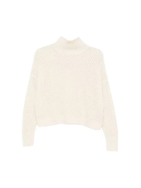 Lniany sweter z golfem Antonelli Firenze biały