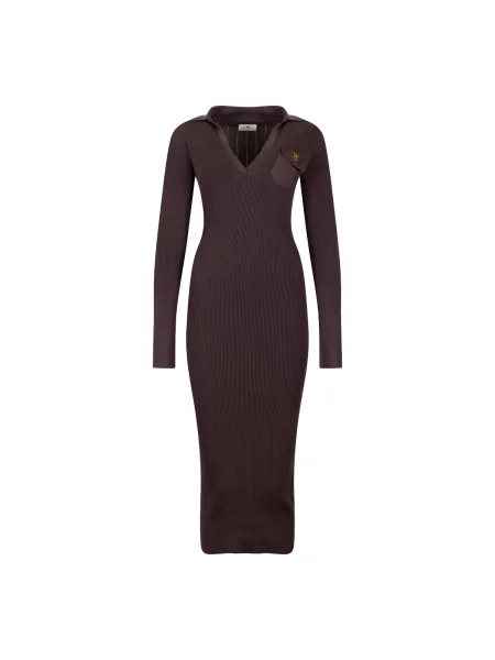 Elisabetta Franchi Rochie cu adaos de mătase maro