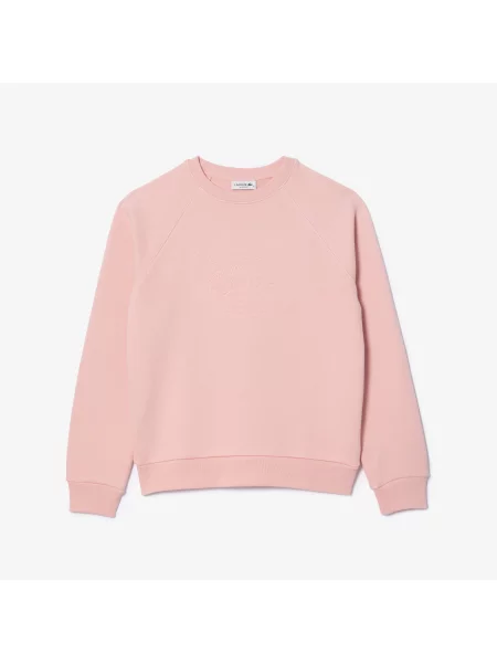 Lacoste Bluza Z Okrągłym Dekoltem Z Nadrukiem różowa