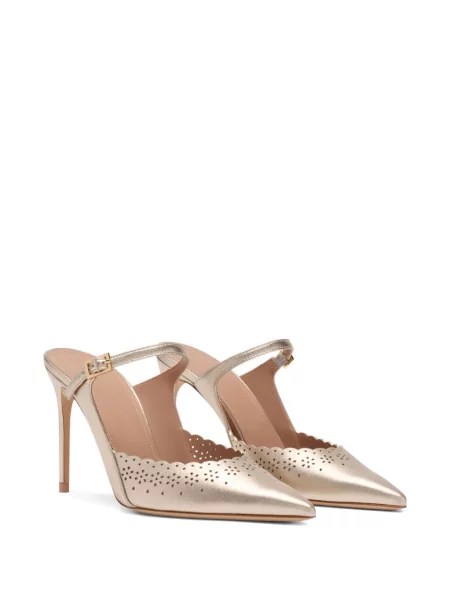 Papuci tip mules Malone Souliers cu broderie auriu