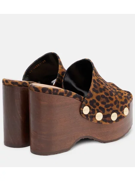 Sandale Gianvito Rossi din piele de căprioară cu imagine cu model leopard maro