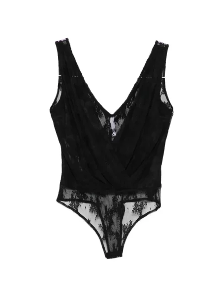 Top Imperial cu decolteu în V din dantelă negru